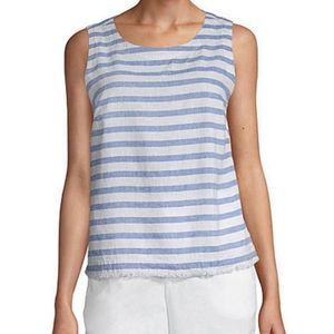 Liz Claiborne Striped Sleeveless Linen Top